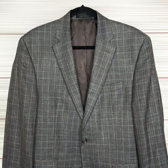 Lauren Ralph Lauren Wool Silk Linen Blend Plaid Single Breasted Blazer 40R - Picture 2 of 12